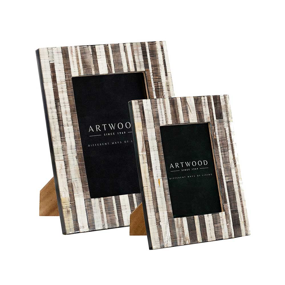 PERLA Photo frame 2-set Brown/white