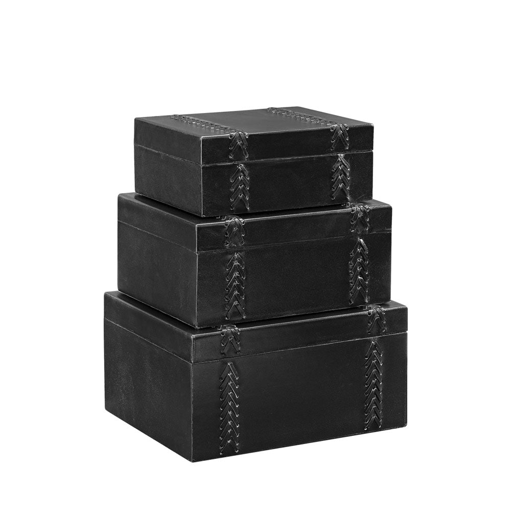 MENDOZA Box 3-set leather black