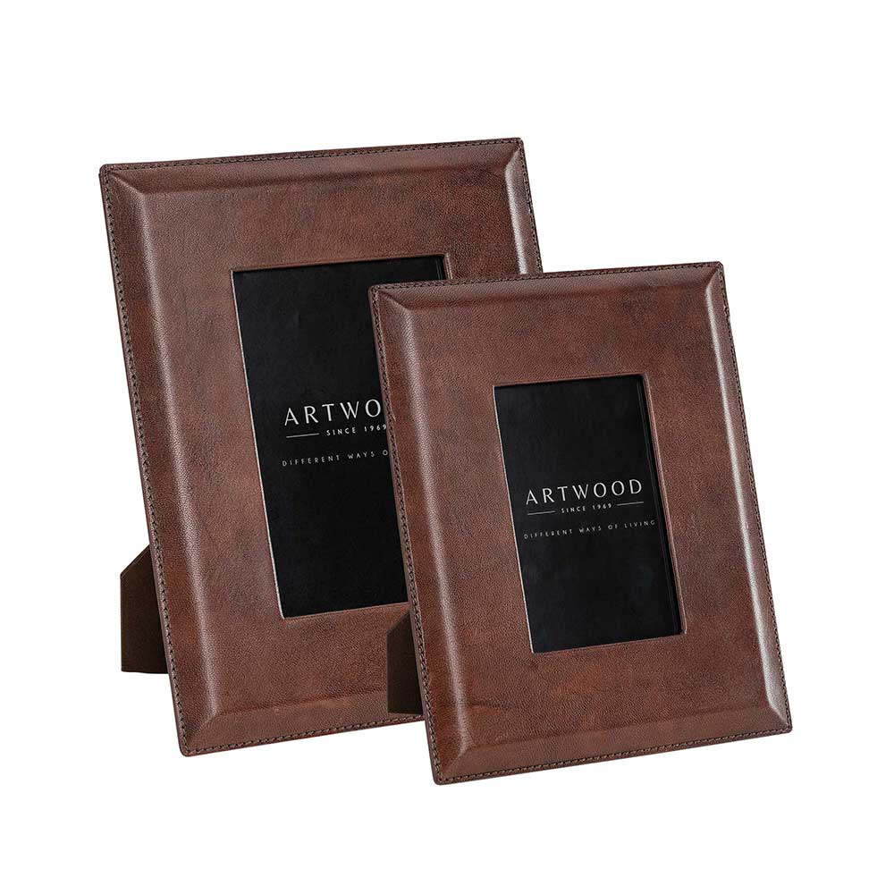 MENDOZA Photo frame 2-set leather brown