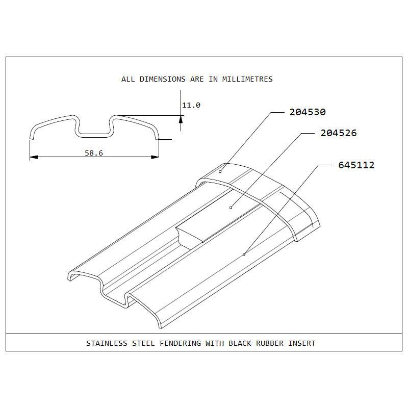 FENDERING STAINLESS STEEL LENGTH 3M