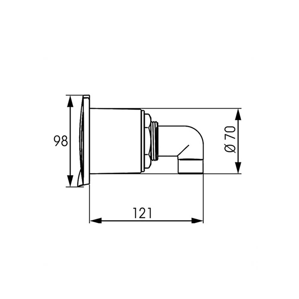 Water outlet with white cover and angled connection