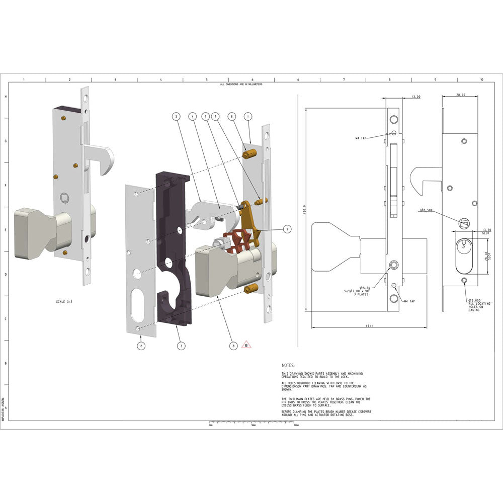 WEST LOCK REPLACEMENT ASSEMBLY (FOR PATIO DOOR)